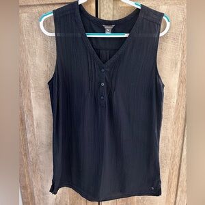 Eddie Bauer L cotton blue sleeveless tunic lightweight crinkle dobby like new!